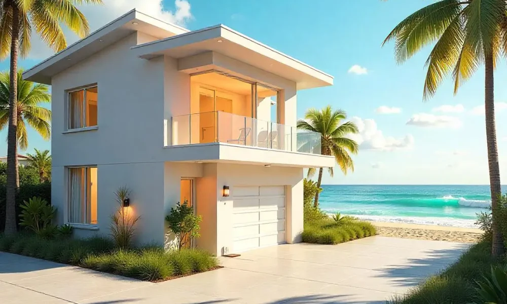 Artistic depiction of a Long Beach home with upgraded ventilation systems to prevent mold.